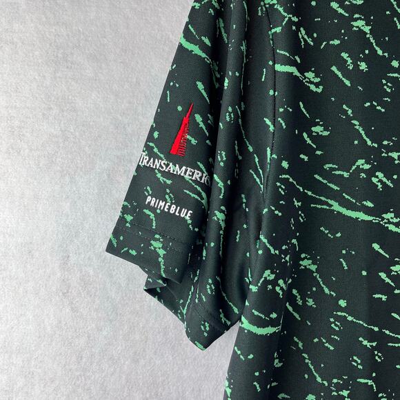 Adidas Mens M Polo Collared Shirt Sport PrimeBlue UPF 50 MSRP $75 Green Splatter - Picture 10 of 11